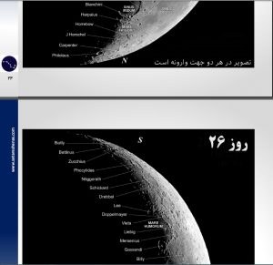 آموزش نجوم توسط محمد همایونی : نقشه دهانه های ماه به صورت معکوس و وارونه