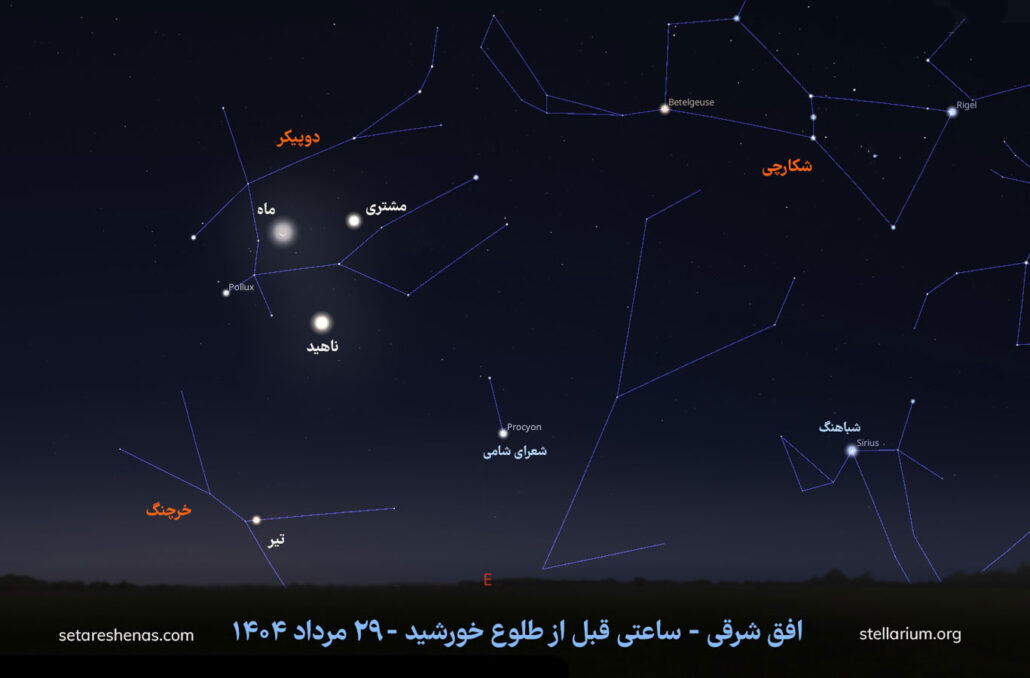 همنشینی ماه با ناهید و مشتری آسمان در این ماه